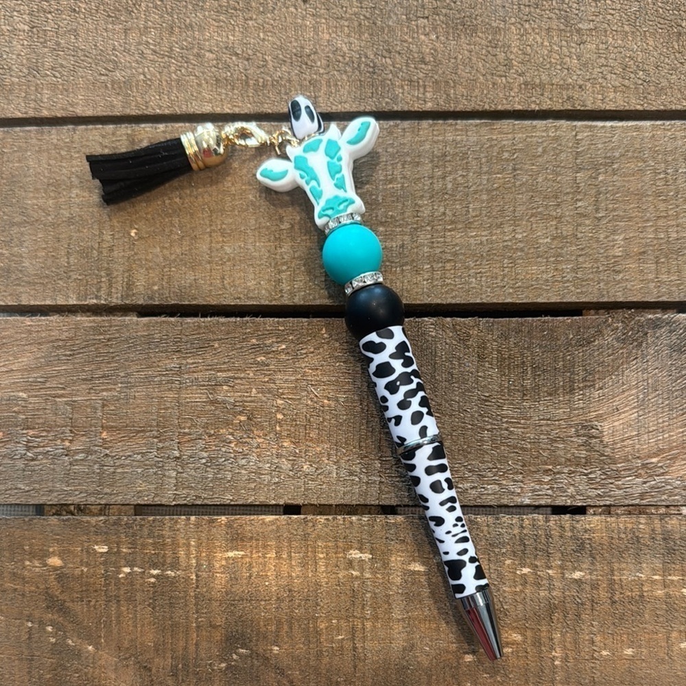 Cow Print Pen with Tassel